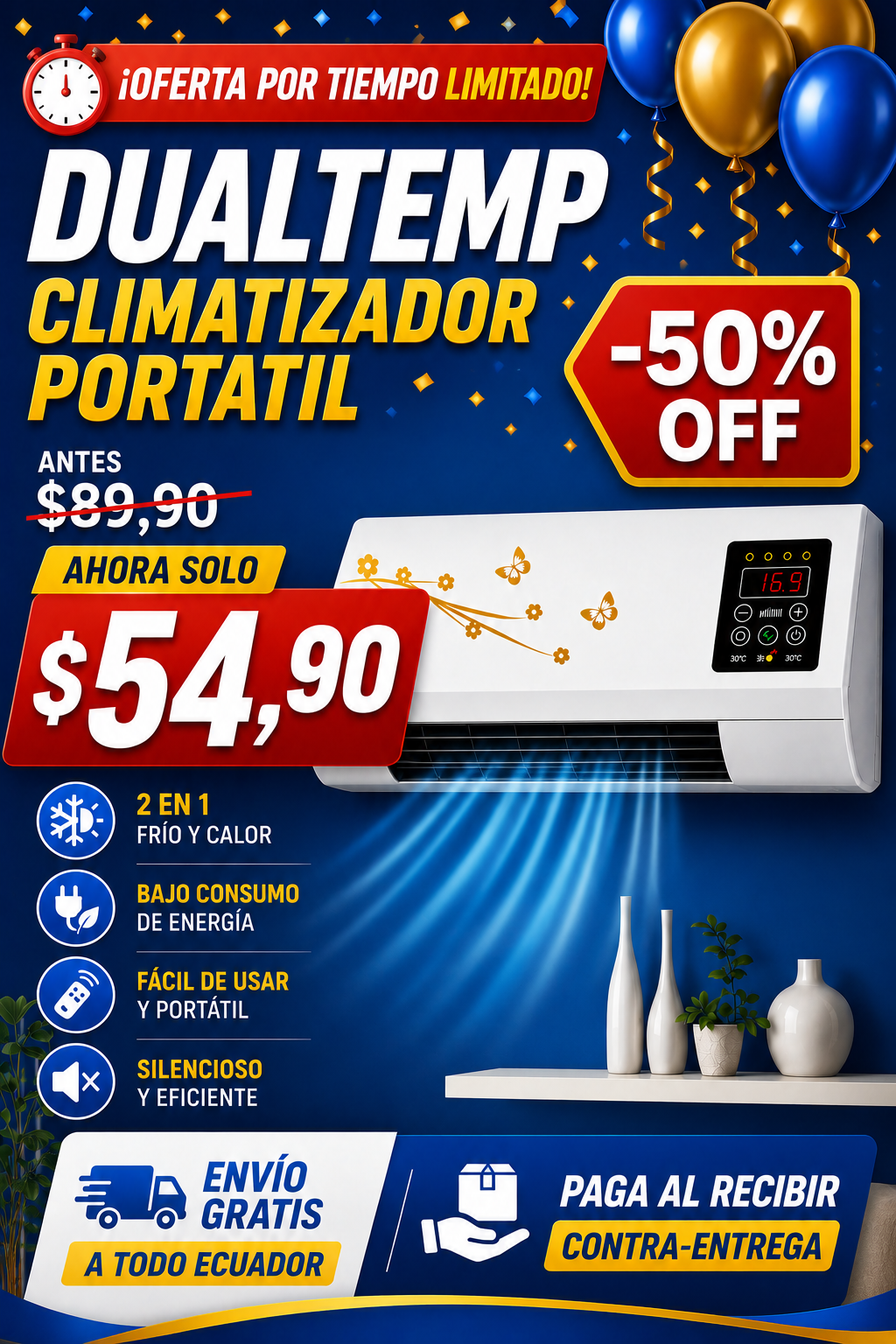 DualTemp - Ventilax Portátil, Potente y Económico 50% OFF